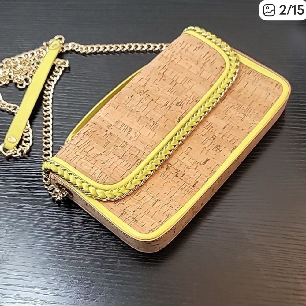 Henri Bendel Convertible Cork and Leather Chain Handled Bag